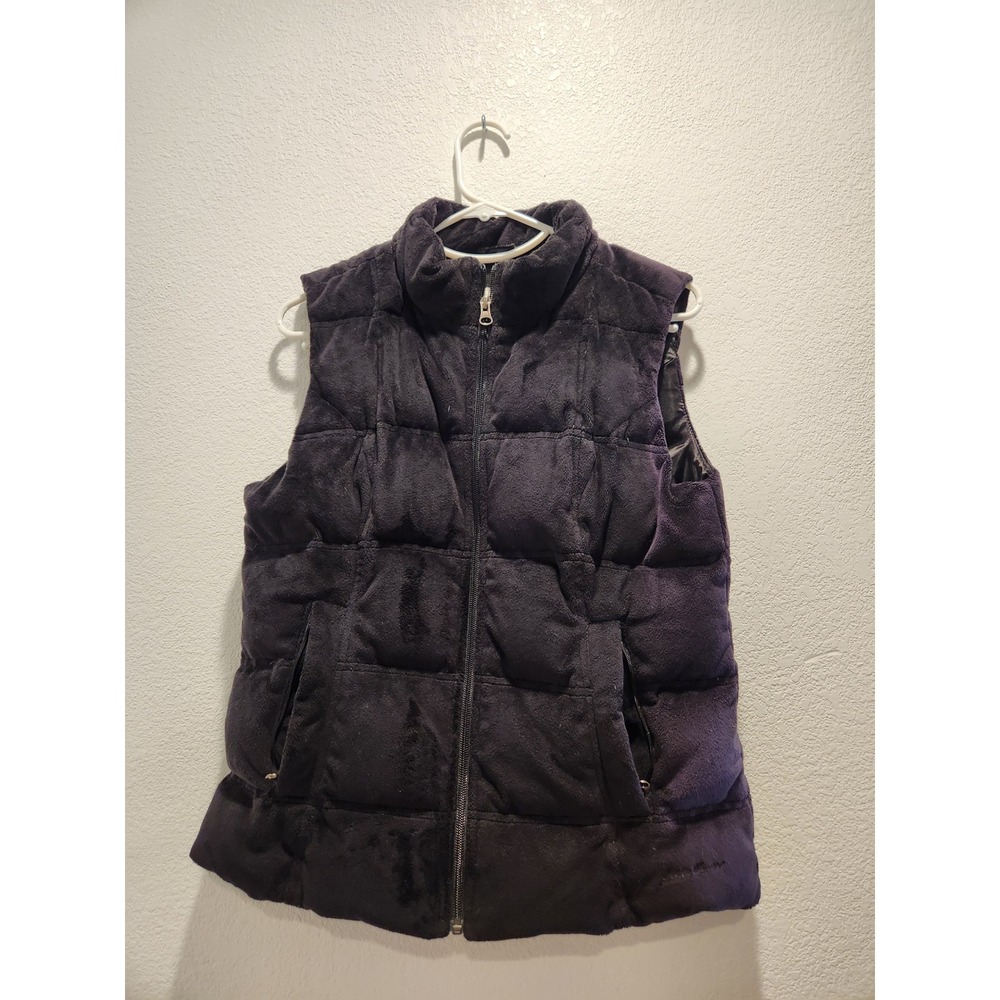 Eddie Bauer‎ Goose Down Plush Puffer Vest Black Womens Small Zip Cozy